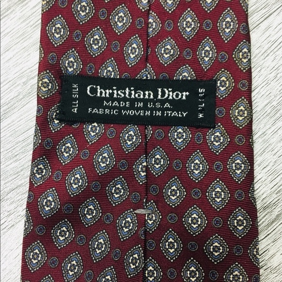 Christian Dior | Burgundy All Silk Printed Tie - Picture 3 of 5